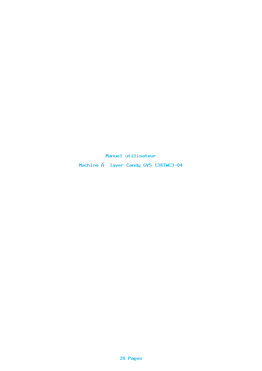 Page 1 de la notice Manuel utilisateur Candy GVS 138TWC3-04