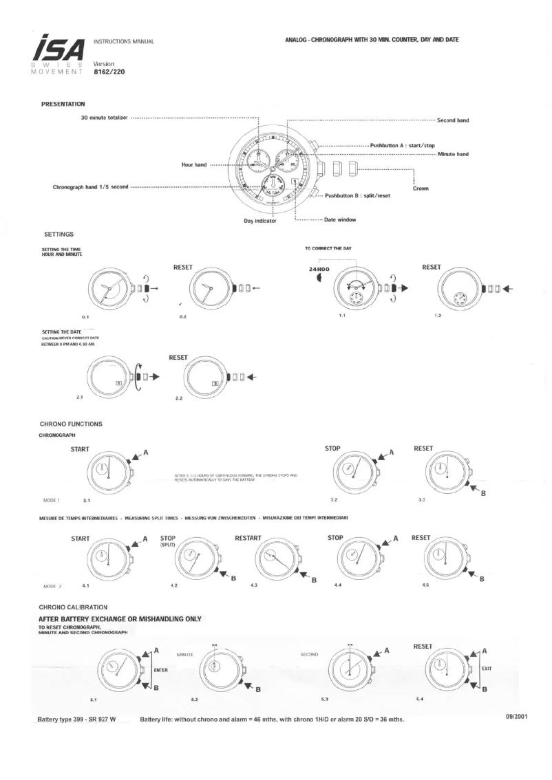 Page 1 de la notice Manuel utilisateur Mondaine A582.30496