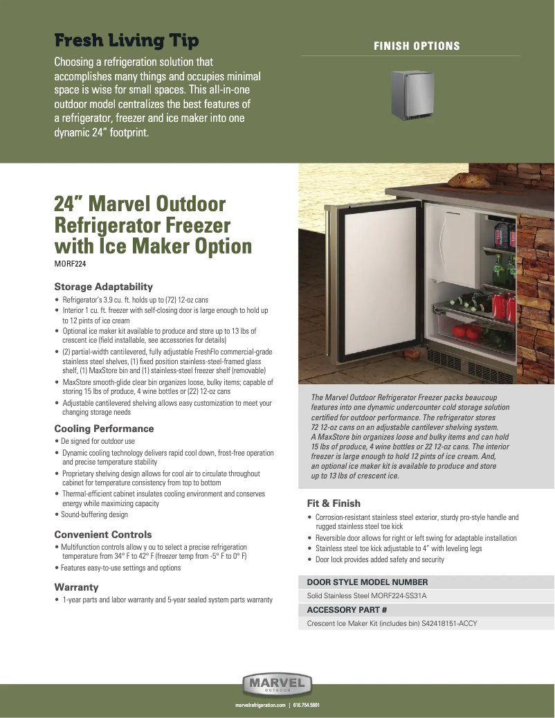 Page 1 of the manual Installation Guide Marvel MORF224SS31A