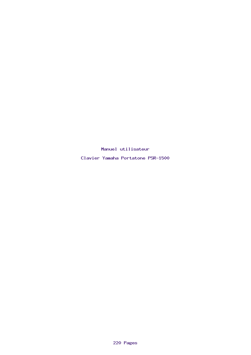 Page 1 de la notice Manuel utilisateur Yamaha Portatone PSR-1500