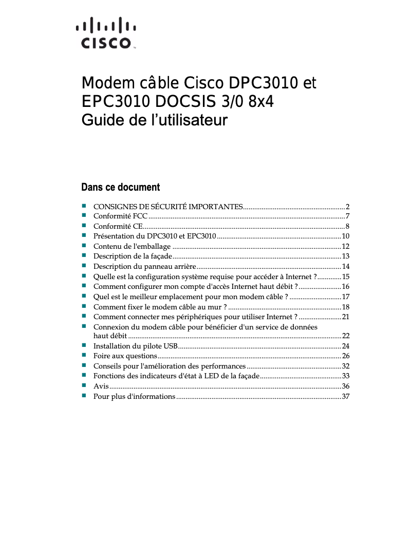 Página 1 del manual Manual de usuario Cisco EPC 3010