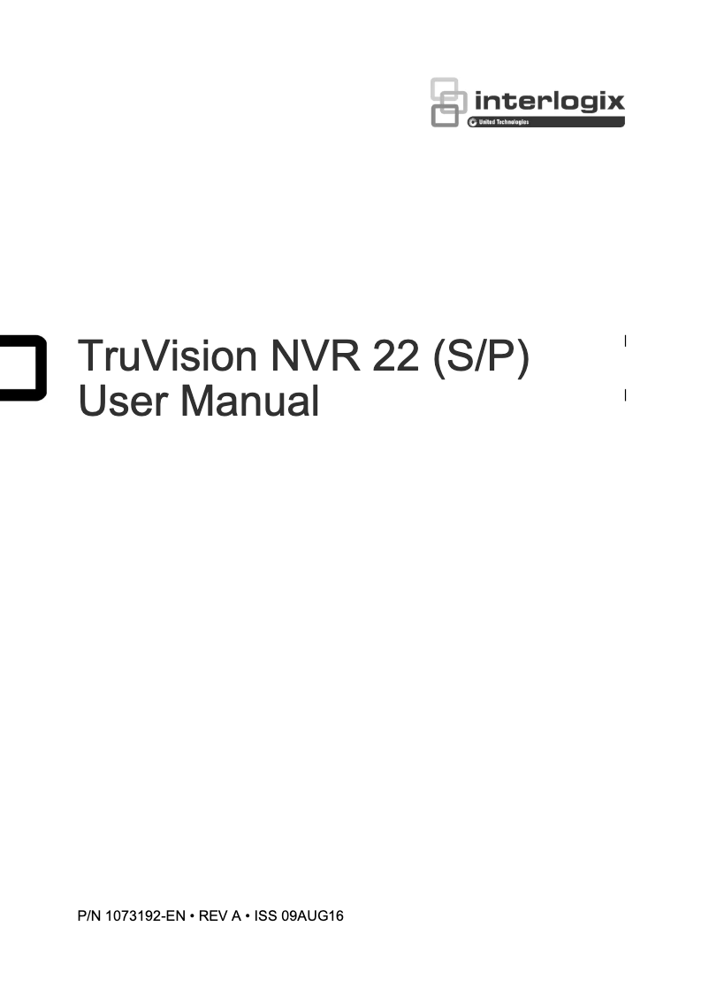 Page 1 de la notice Manuel utilisateur Interlogix TruVision TVN-2208