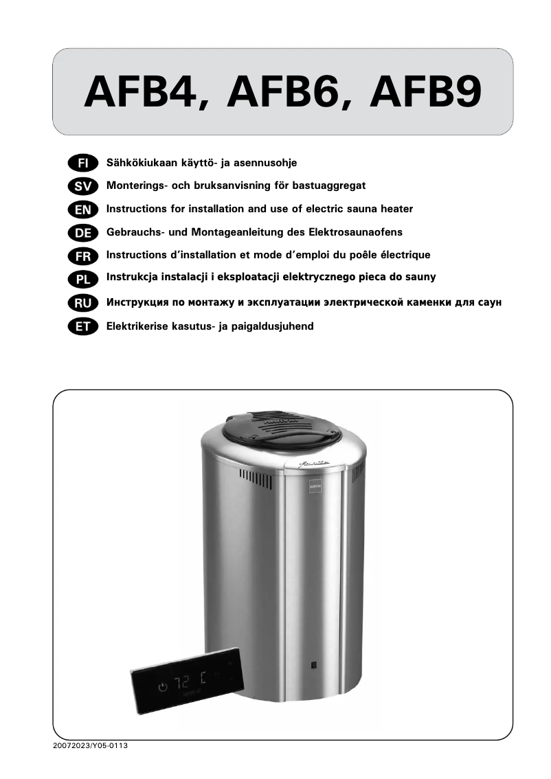 Page 1 de la notice Manuel utilisateur Harvia Forte AFB4