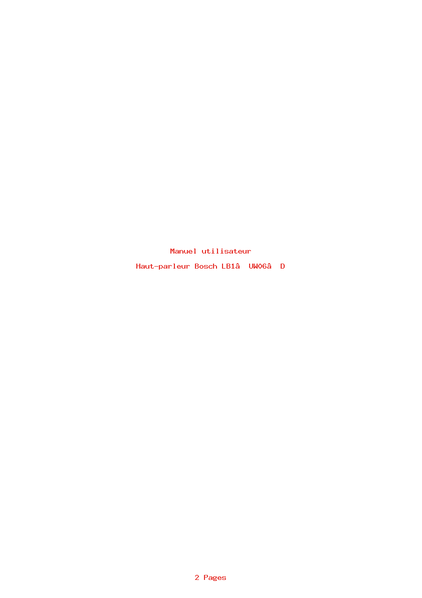 Page 1 de la notice Manuel utilisateur Bosch LB1‑UW06‑D