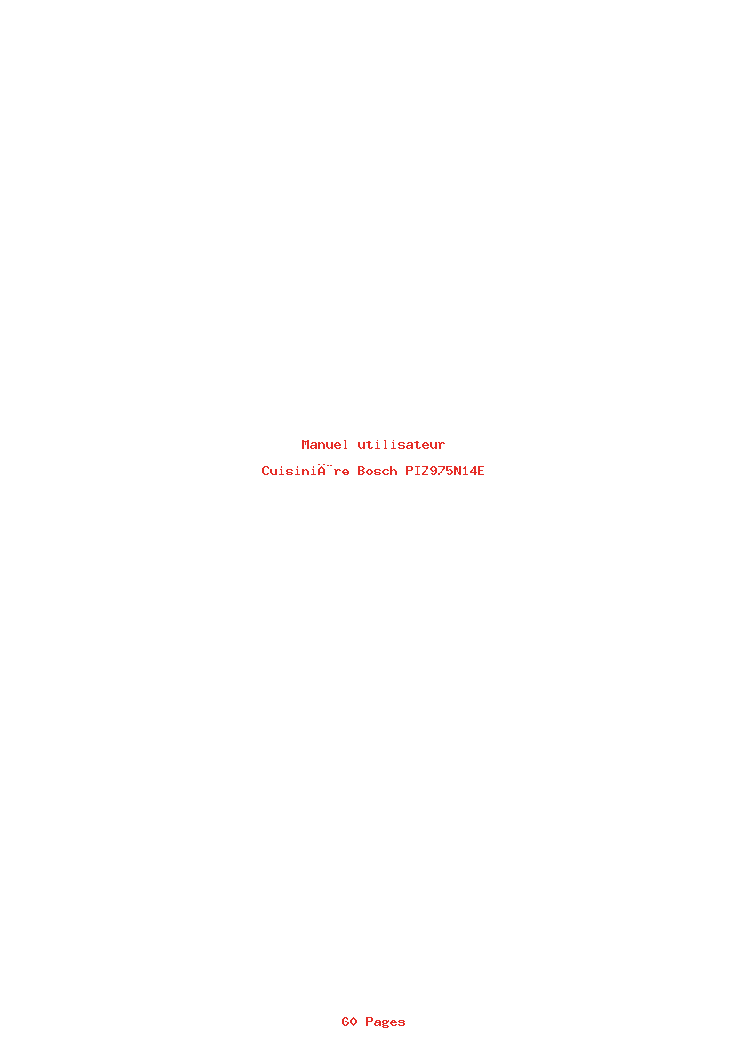 Page 1 de la notice Manuel utilisateur Bosch PIZ975N14E