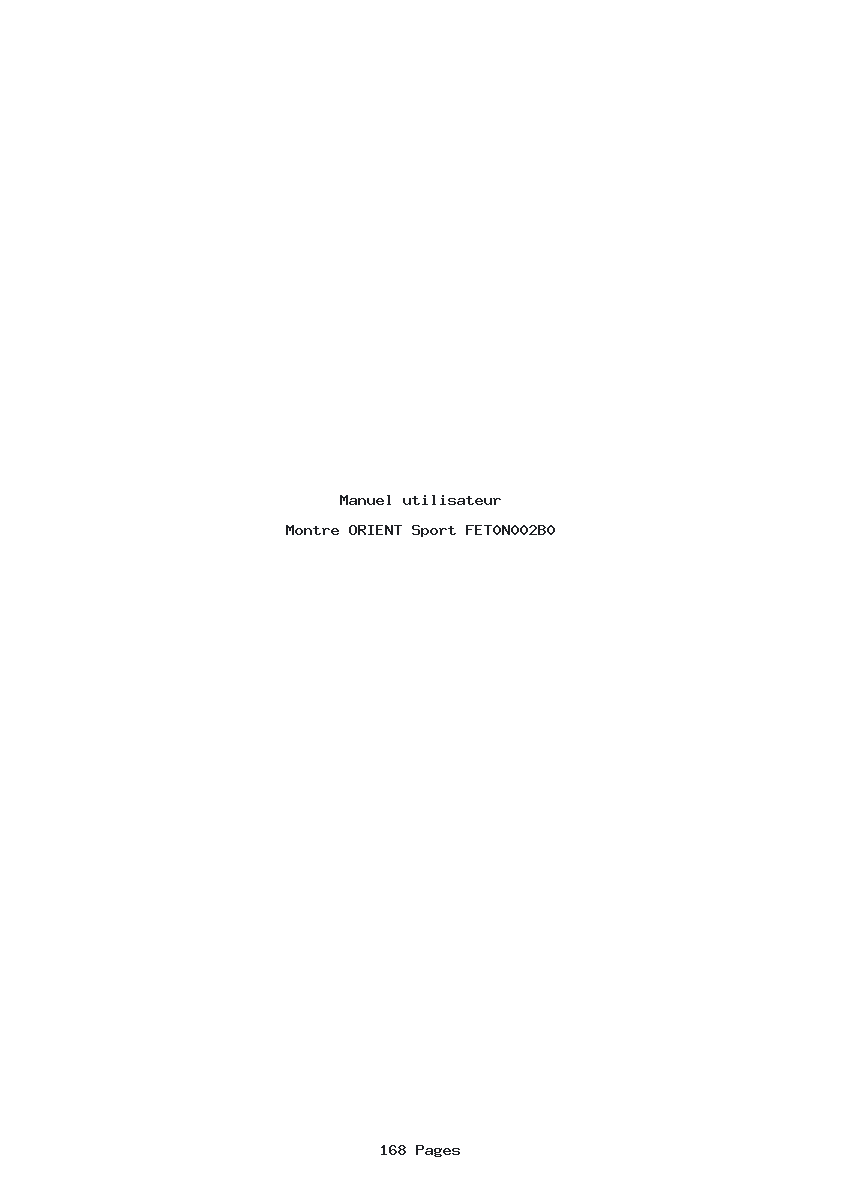 Page 1 de la notice Manuel utilisateur ORIENT Sport FET0N002B0