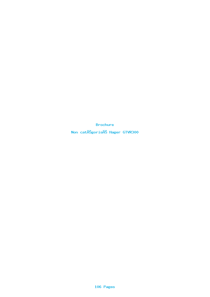 Page 1 de la notice Brochure Hager GTVR300