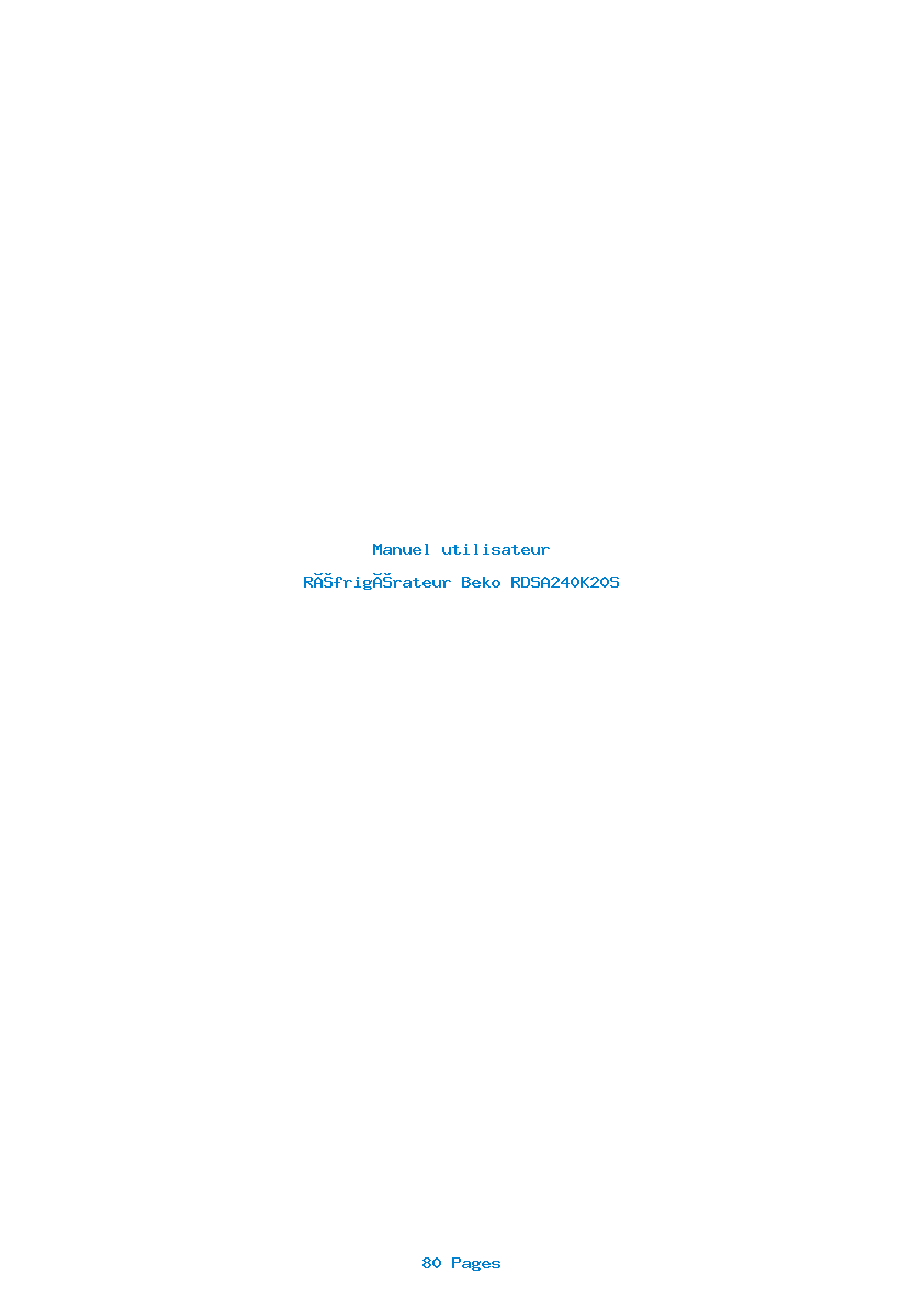Page 1 de la notice Manuel utilisateur Beko RDSA240K20S