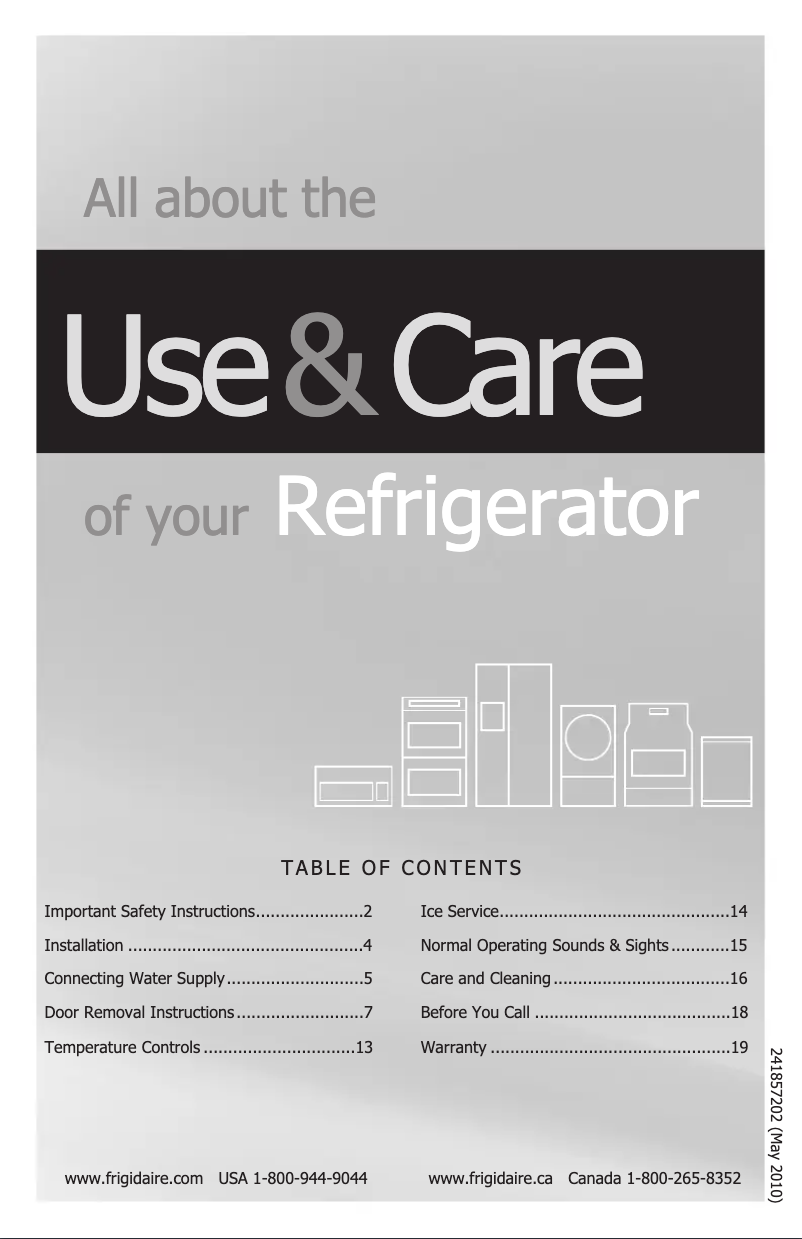 Página 1 del manual Manual de usuario Frigidaire FRT18S8KS