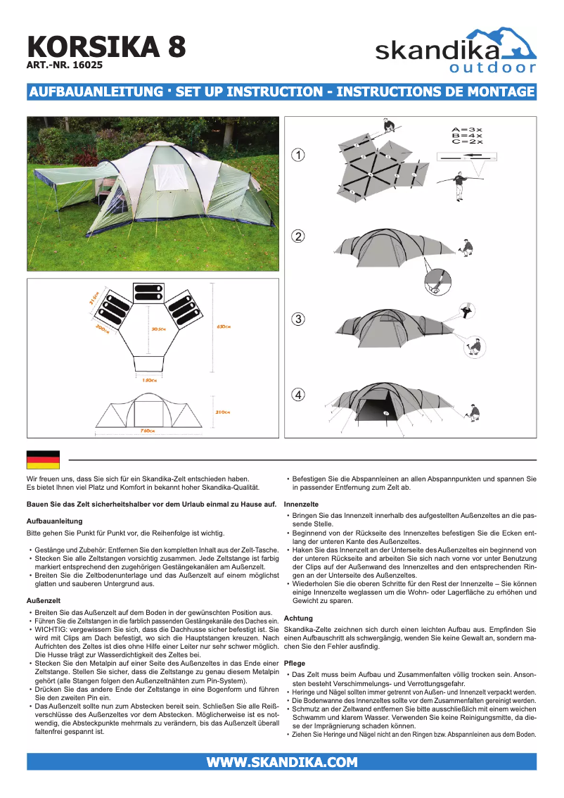 Page 1 de la notice Manuel utilisateur Skandika Korsika 8