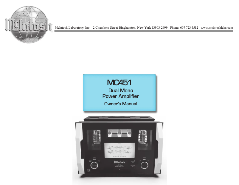 Page 1 de la notice Manuel utilisateur McIntosh MC451