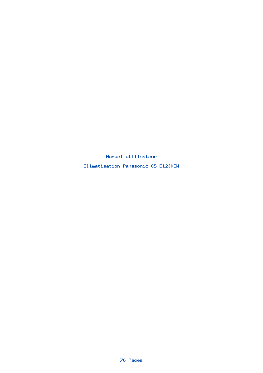 Page 1 de la notice Manuel utilisateur Panasonic CS-E12JKEW