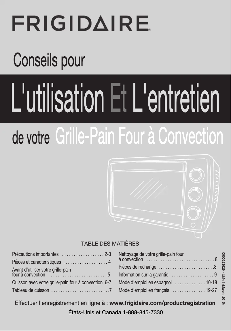 Page 1 de la notice Manuel utilisateur Frigidaire FRCN06K5NS