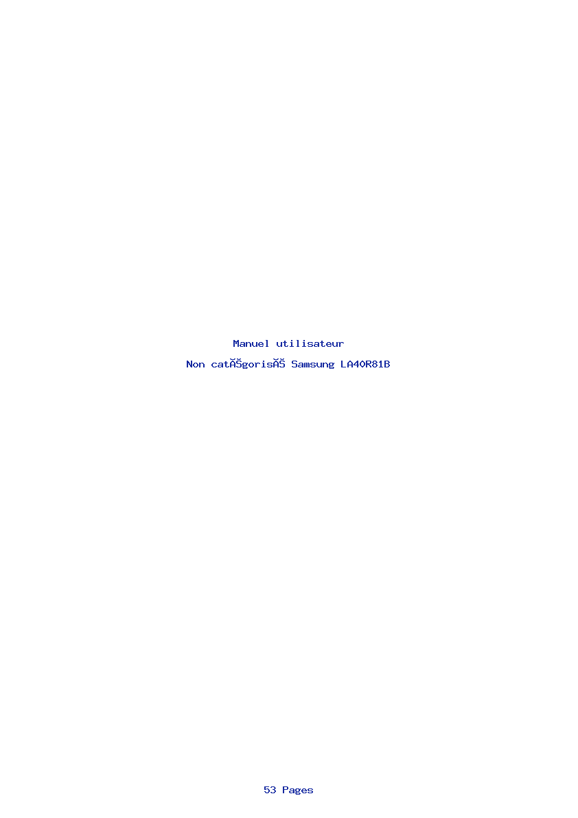 Page 1 de la notice Manuel utilisateur Samsung LA40R81B