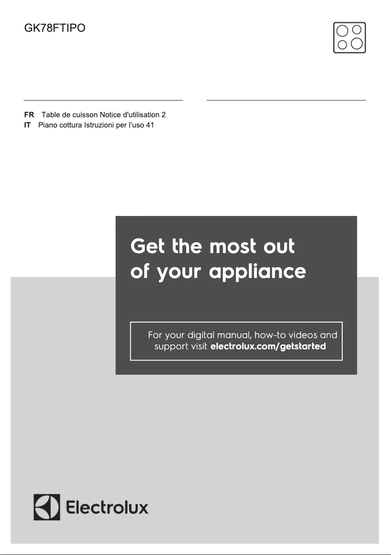 Page 1 de la notice Manuel utilisateur Electrolux GK78FTIPO