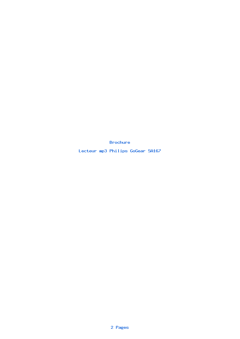 Page 1 de la notice Brochure Philips GoGear SA167