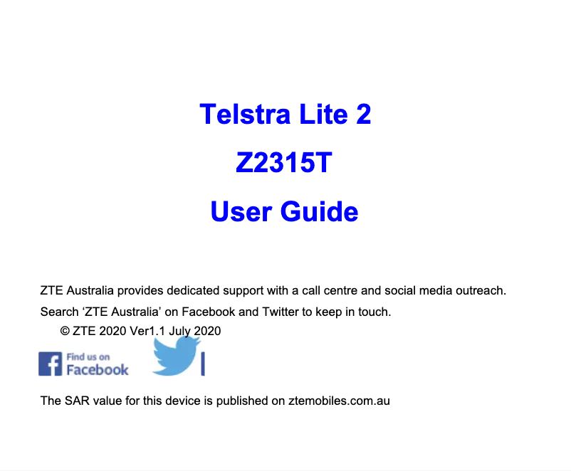 Página 1 del manual Manual de usuario ZTE Lite 2