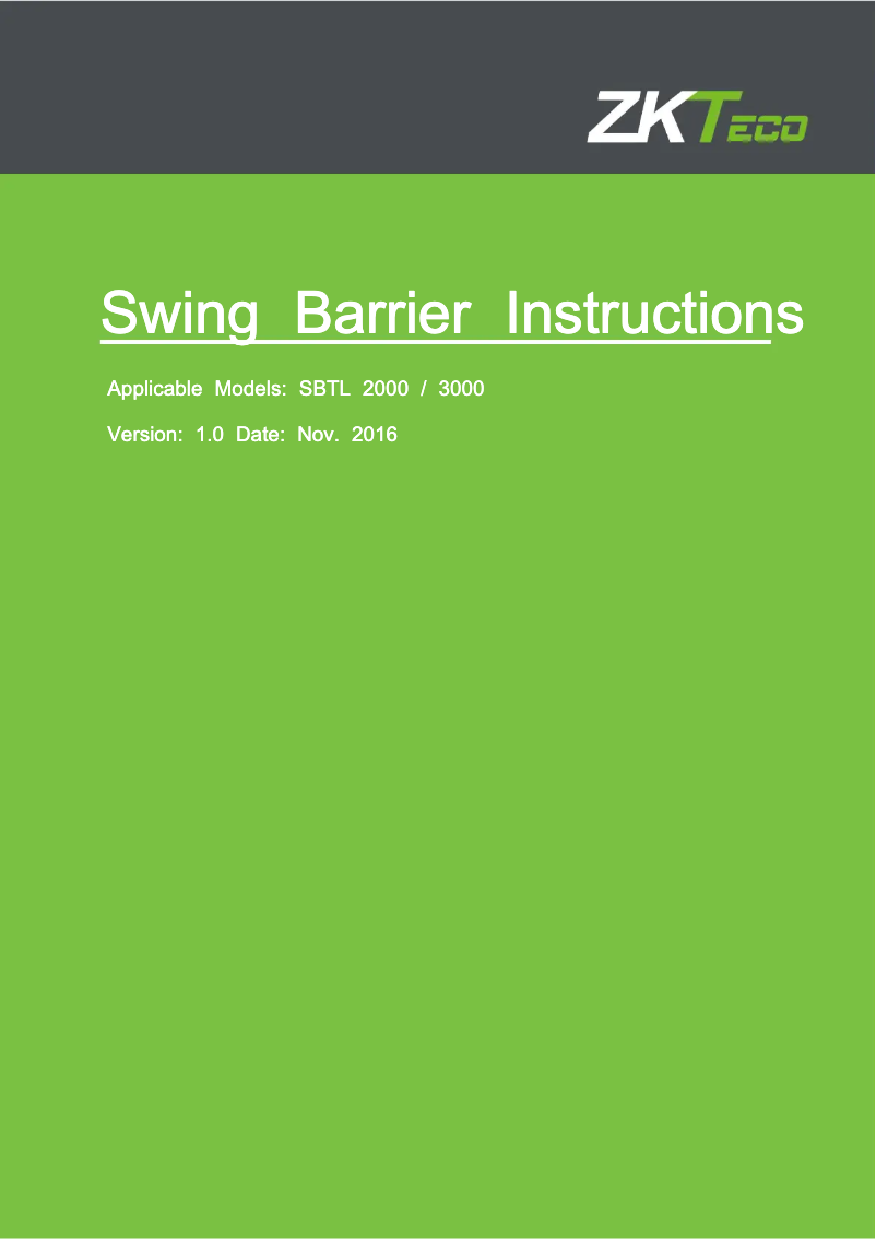 Page 1 de la notice Manuel utilisateur ZKTeco SBTL3200