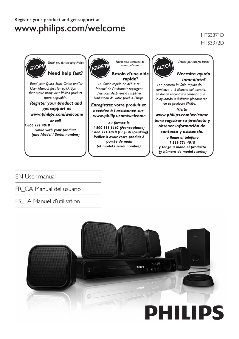 Image de la première page du manuel de l'appareil HTS3371D