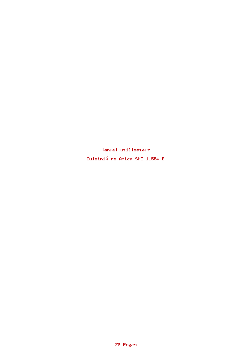Page 1 de la notice Manuel utilisateur Amica SHC 11550 E