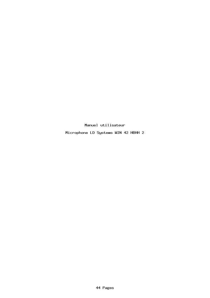 Page 1 de la notice Manuel utilisateur LD Systems WIN 42 HBHH 2