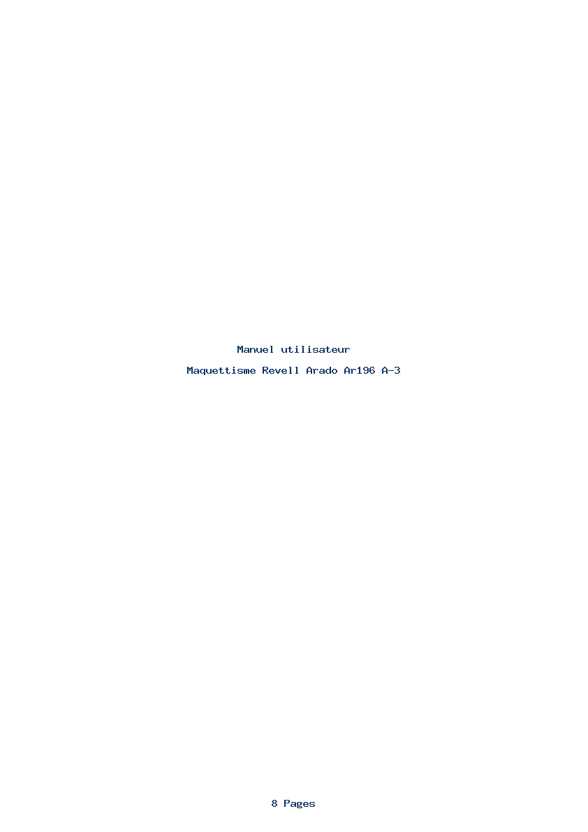 Image de la première page du manuel de l'appareil Arado Ar196 A-3