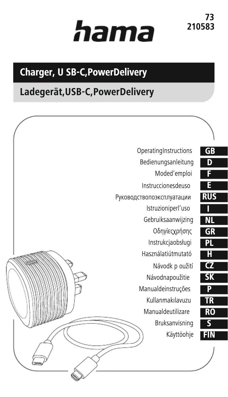 Page 1 de la notice Manuel utilisateur Hama 73210583