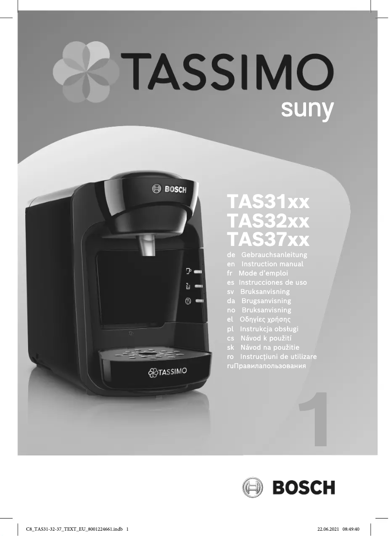 Page 1 de la notice Manuel utilisateur Bosch Tassimo Suny TAS3208