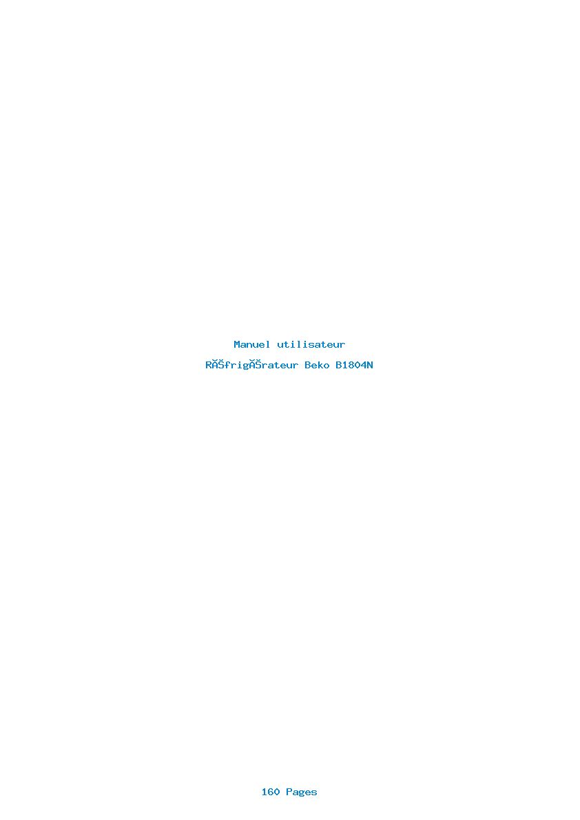 Page 1 de la notice Manuel utilisateur Beko B1804N