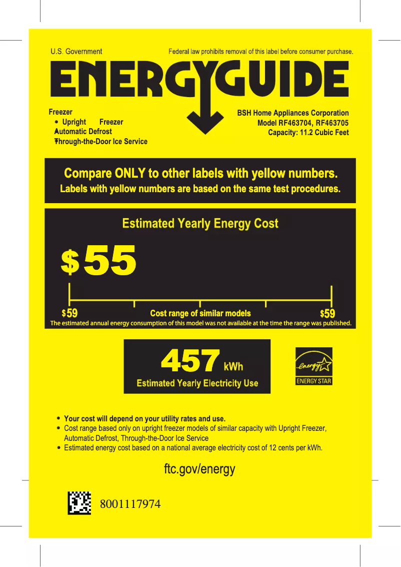 Page 1 de la notice Label énergétique Gaggenau RF463705