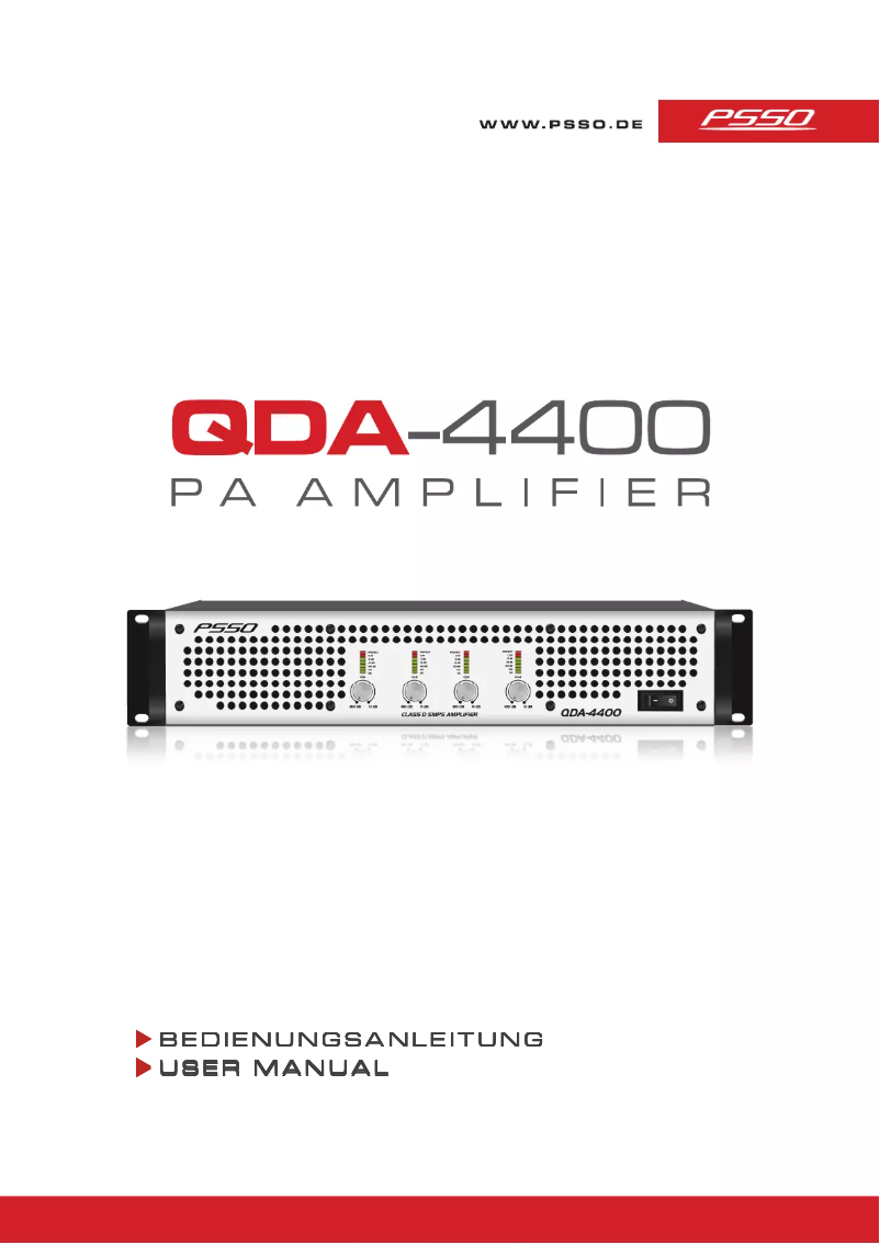 Page 1 de la notice Manuel utilisateur PSSO QDA-4400