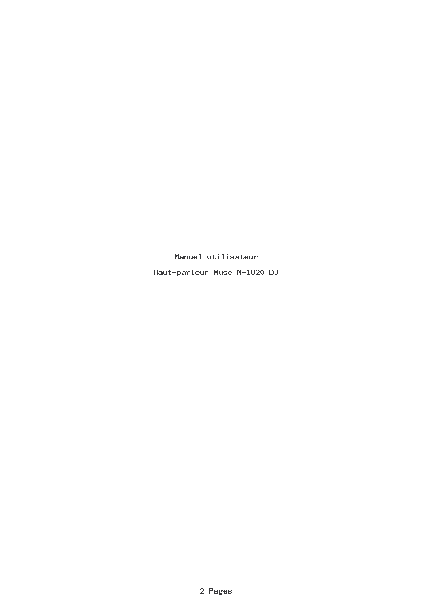 Page 1 de la notice Manuel utilisateur Muse M-1820 DJ