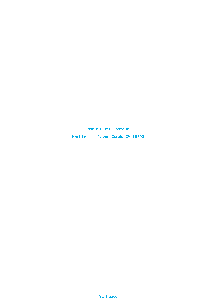 Page 1 de la notice Manuel utilisateur Candy GV 158D3