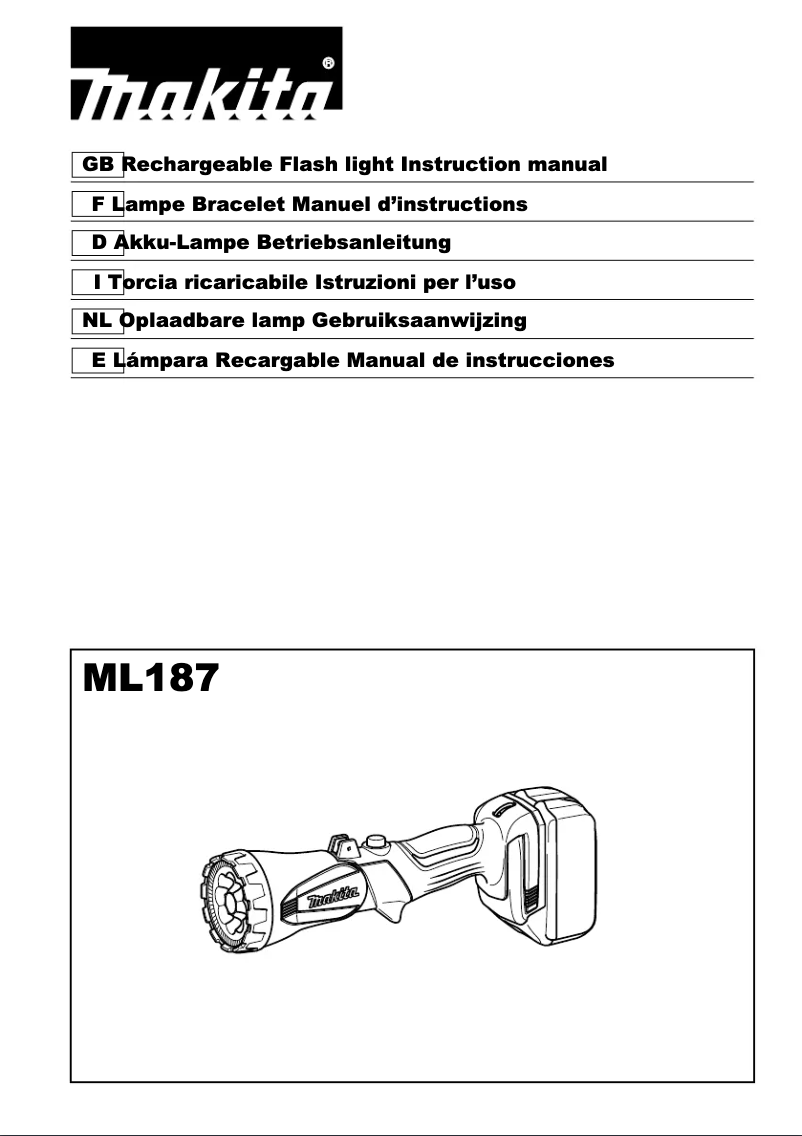 Page 1 de la notice Manuel utilisateur Makita ML187