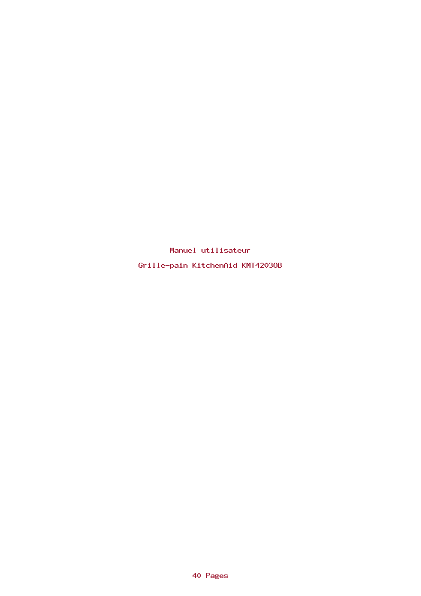 Page 1 de la notice Manuel utilisateur KitchenAid KMT4203OB