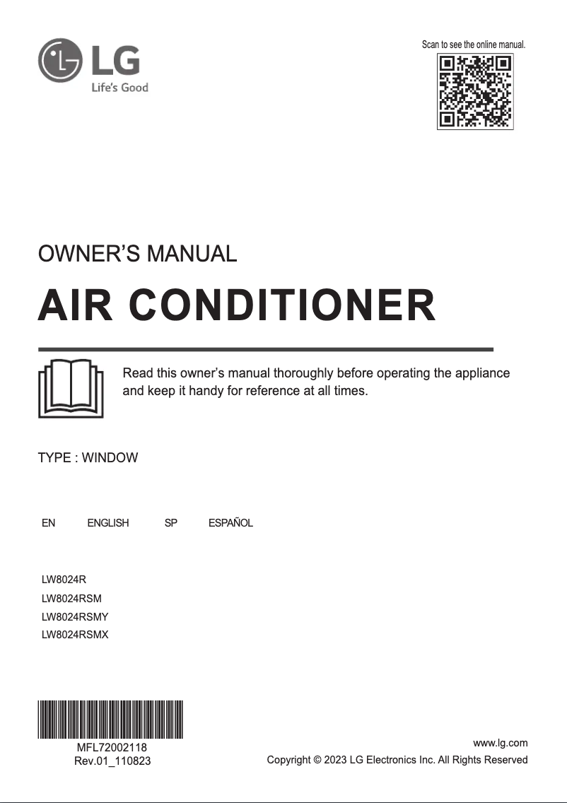 Page 1 of the manual User Manual LG LW8024R