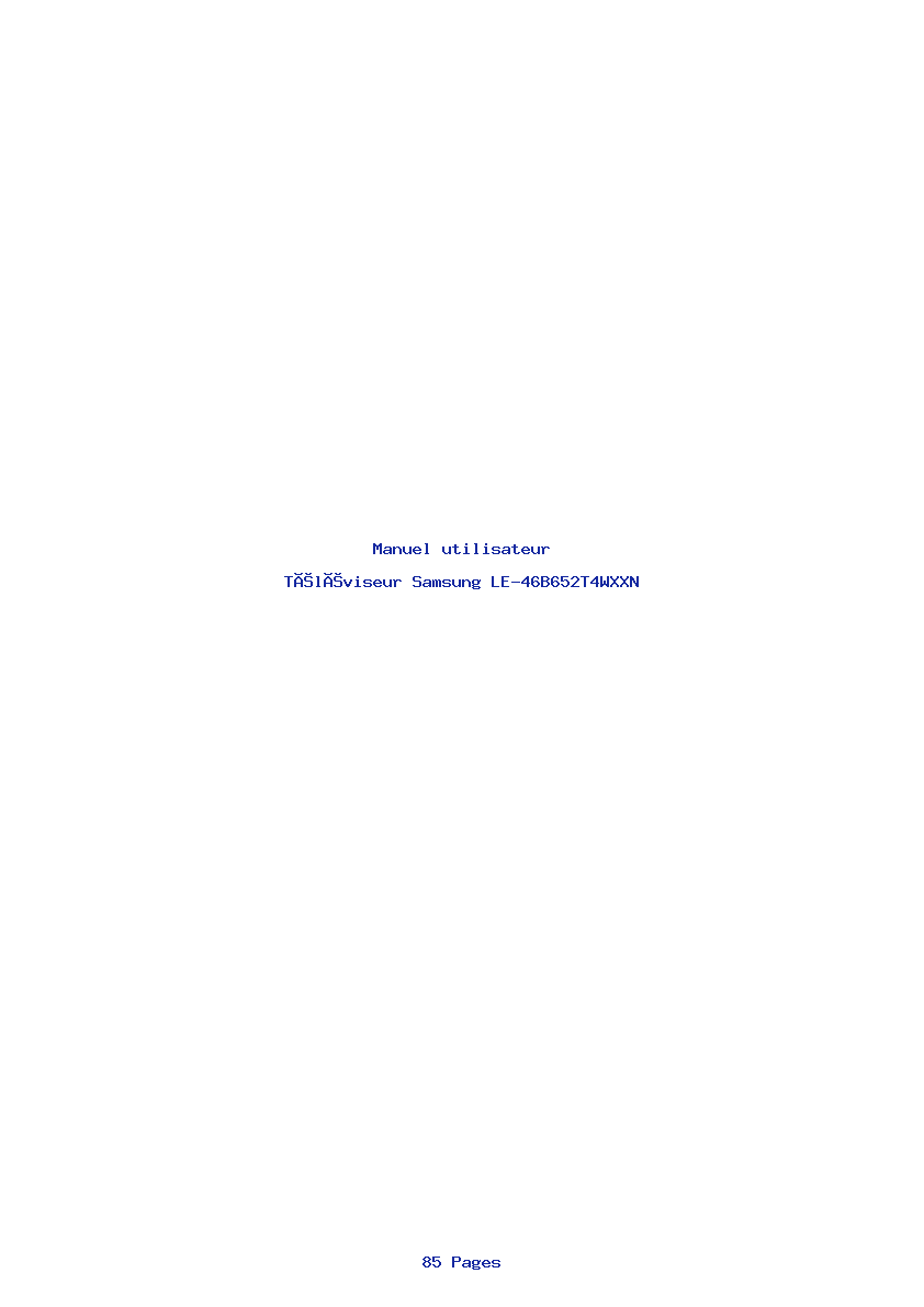 Page 1 de la notice Manuel utilisateur Samsung LE-46B652T4WXXN
