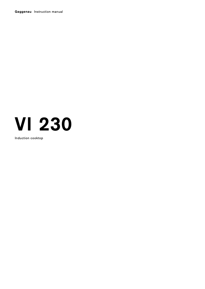 Page 1 de la notice Manuel utilisateur Gaggenau VI 230