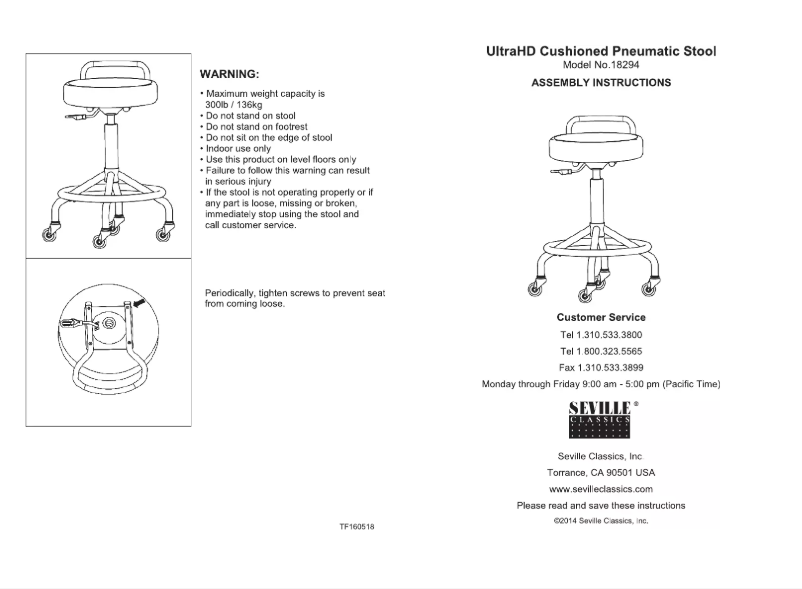 Page 1 de la notice Manuel utilisateur Seville Classics SHE18294B