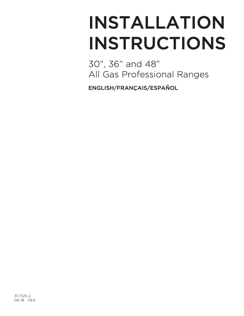 Page 1 de la notice Guide d'installation GE Café CGY366SELSS