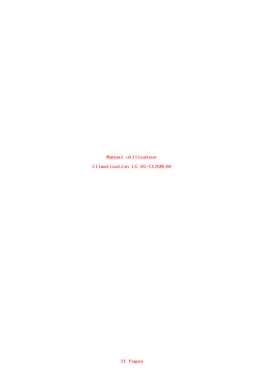 Page 1 de la notice Manuel utilisateur LG AS-C126RLA0