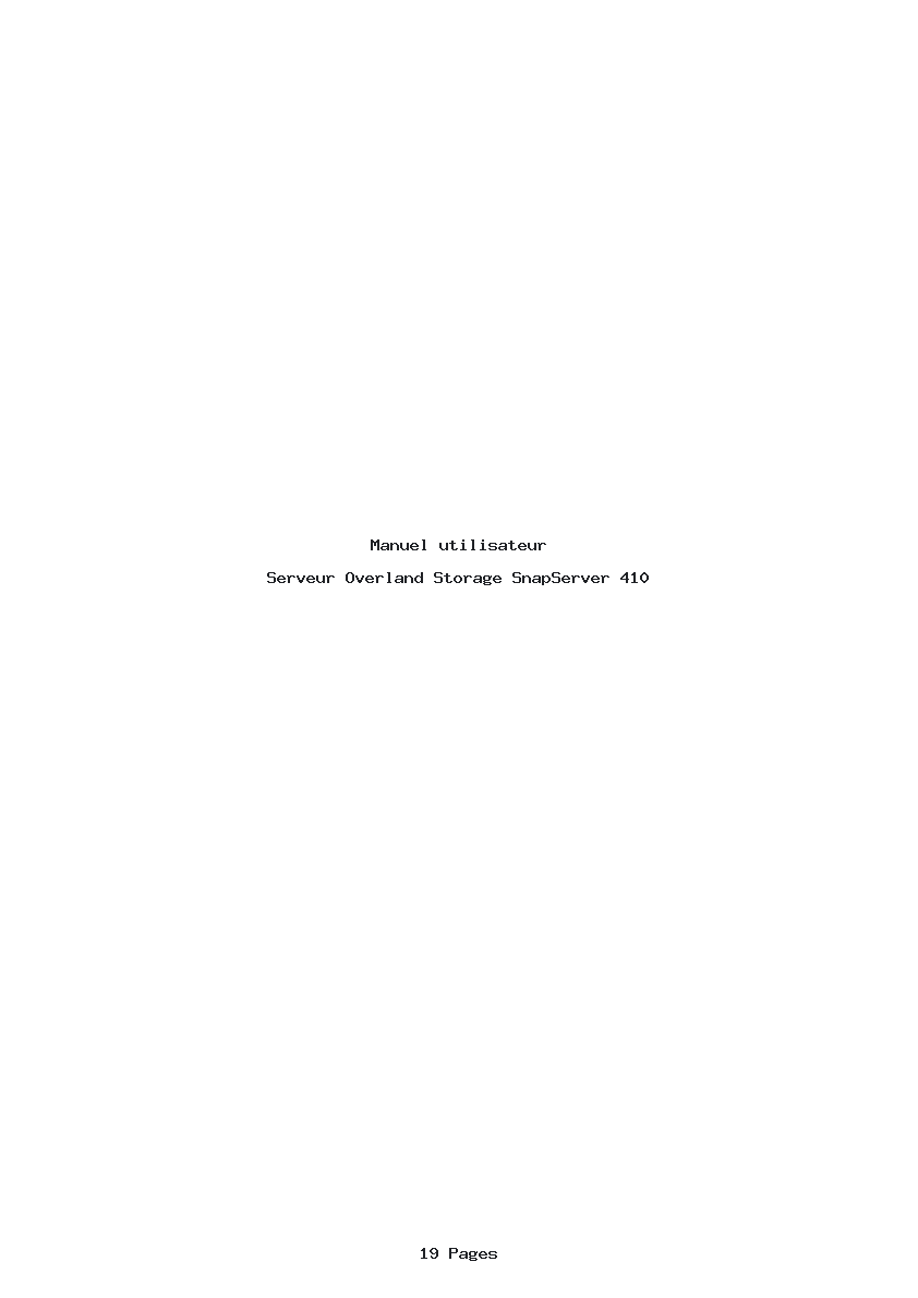 Page 1 de la notice Manuel utilisateur Overland Storage SnapServer 410