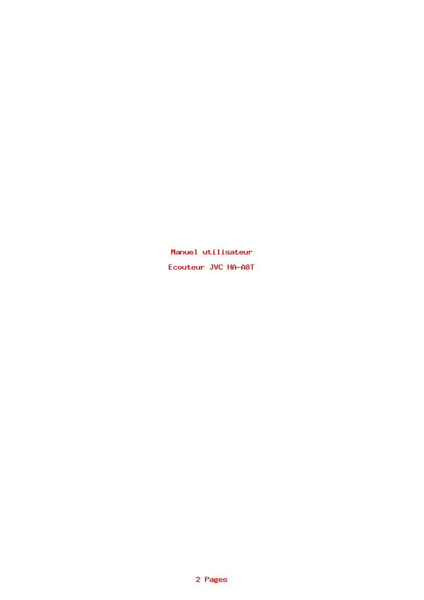 Page 1 de la notice Manuel utilisateur JVC HA-A8T
