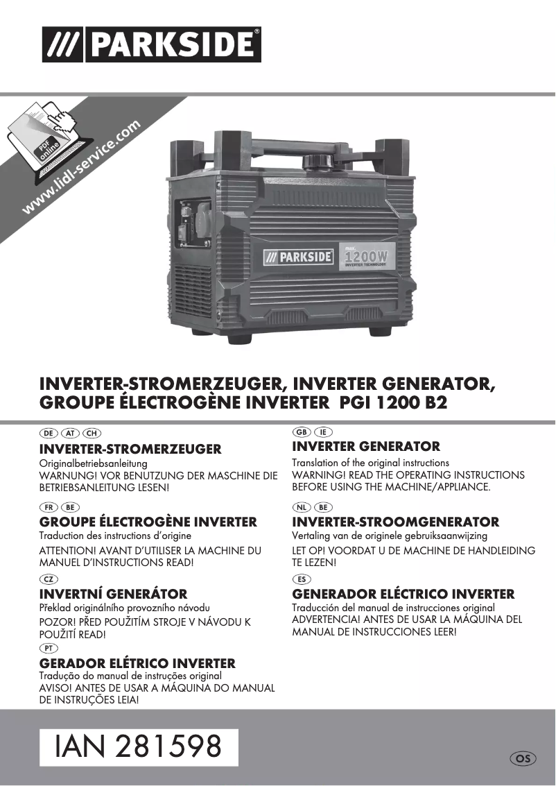 Page 1 de la notice Manuel utilisateur Parkside PGI 1200 B2