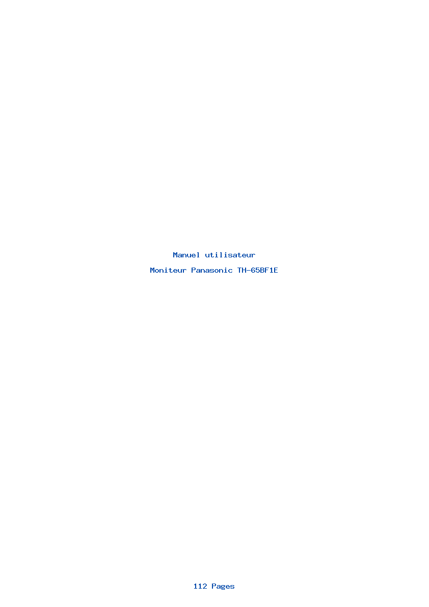 Page 1 de la notice Manuel utilisateur Panasonic TH-65BF1E