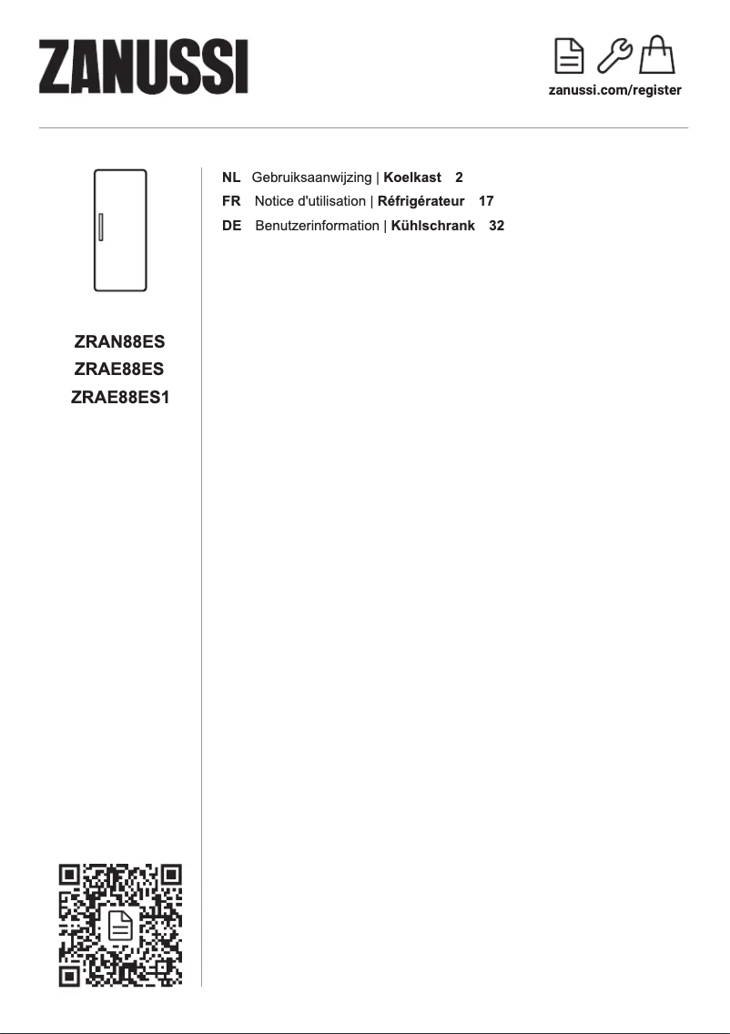 Page 1 de la notice Manuel utilisateur Zanussi ZRAE88ES