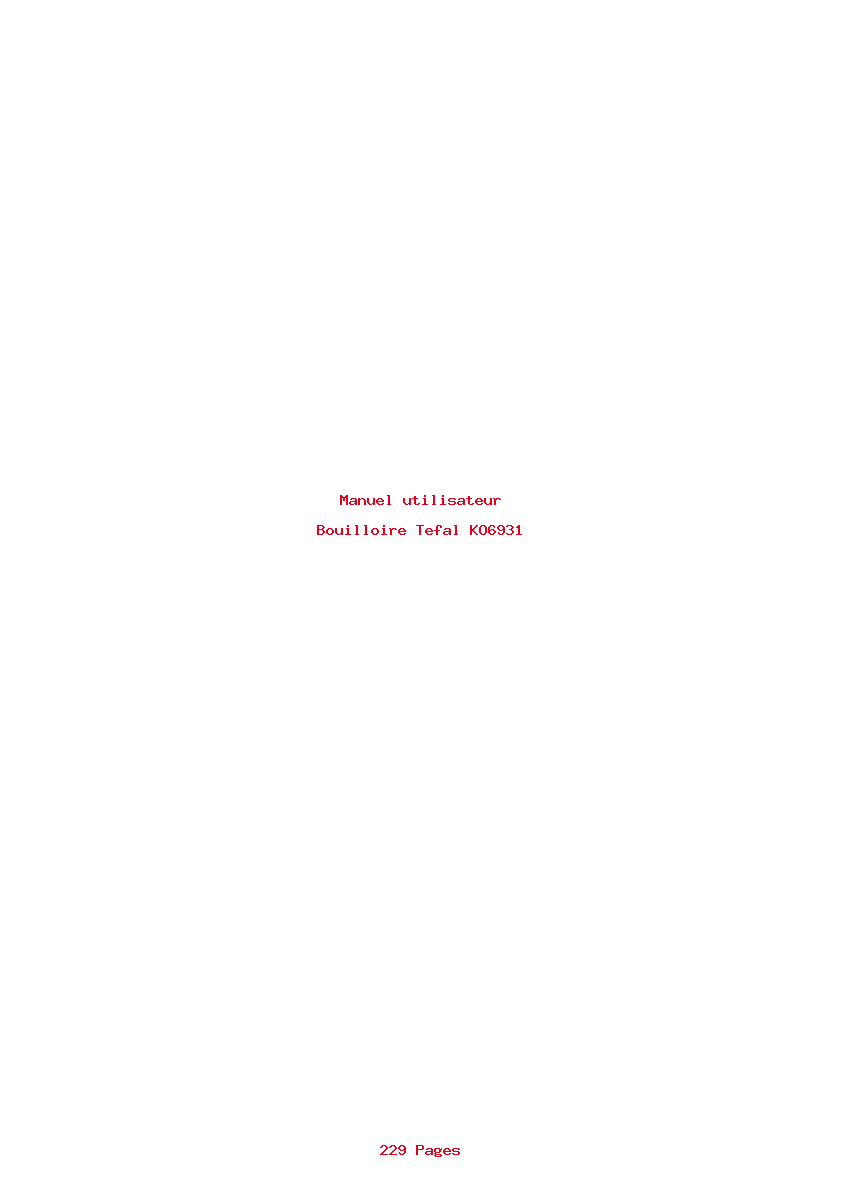 Page 1 de la notice Manuel utilisateur Tefal KO6931