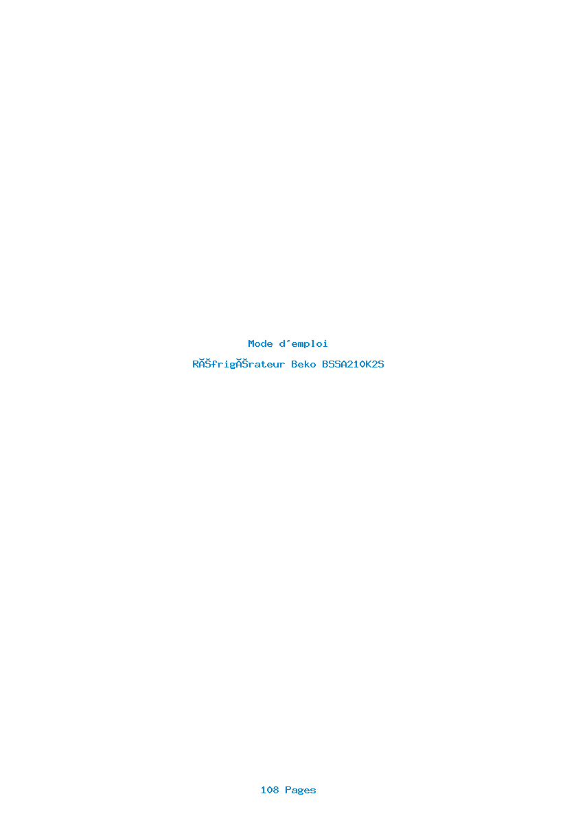 Page 1 de la notice Mode d'emploi Beko BSSA210K2S