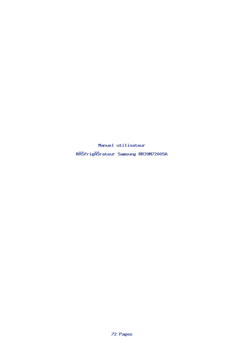 Page 1 de la notice Manuel utilisateur Samsung RR39M7200SA