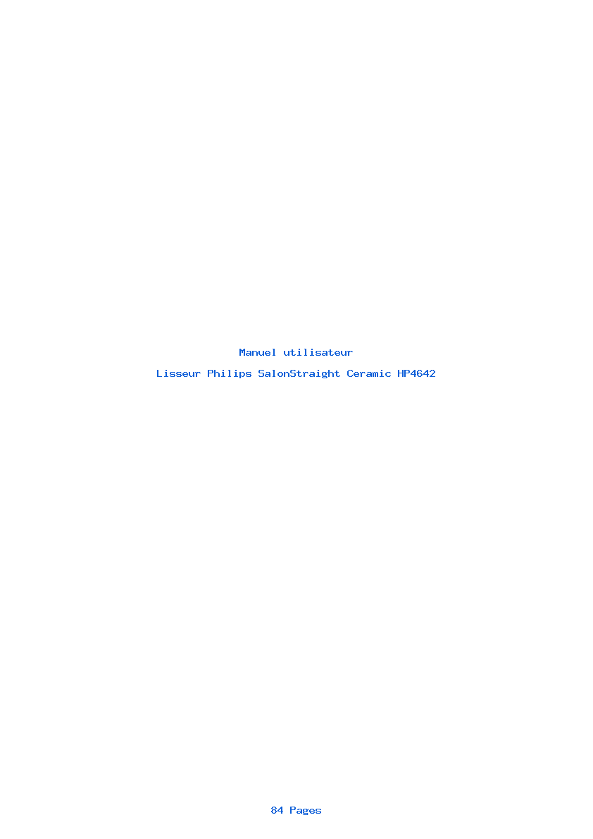 Page 1 de la notice Manuel utilisateur Philips SalonStraight Ceramic HP4642
